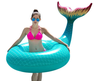 Jasonwell Giant Inflatable Mermaid Tail Pool Float With Fast Valves Summer Beach Swimming Pool Party Lounge Raft Decorations Toys For Adults Kids (Green)