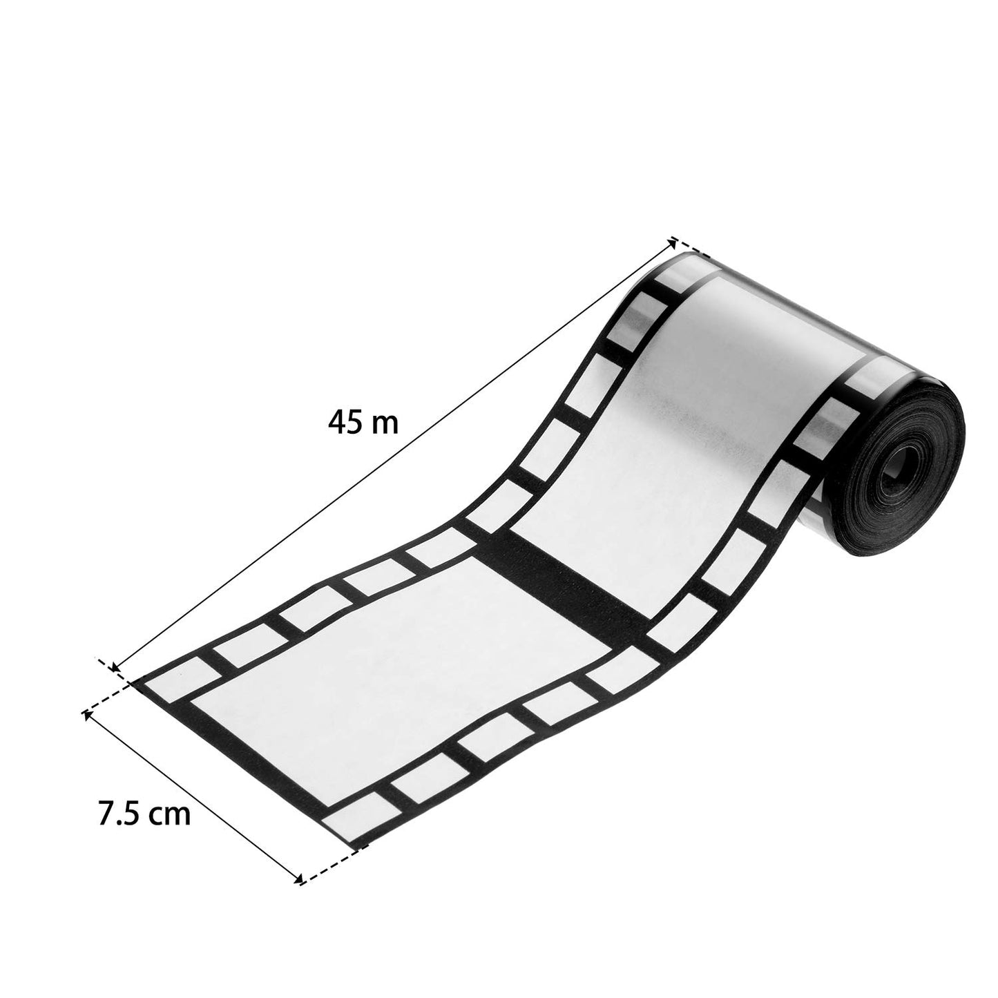 Gejoy 2 Rolls Filmstrip Tape Movie Party Decorations Filmstrip Poly Streamers Movie Reel Decor White and Black Material Film Bor