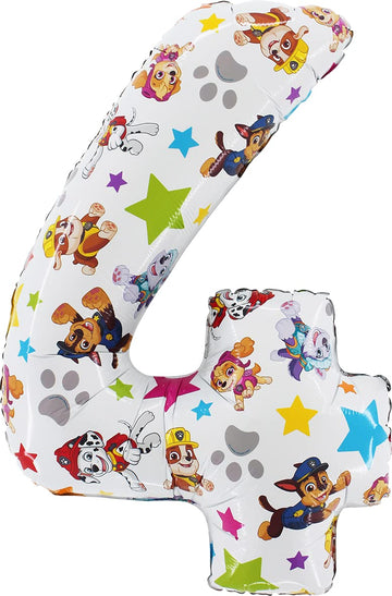 Toyland® 26 Inch Paw Patrol Number Foil Balloon - Kids Party Balloons - Number 1-6 Available (Number 4)