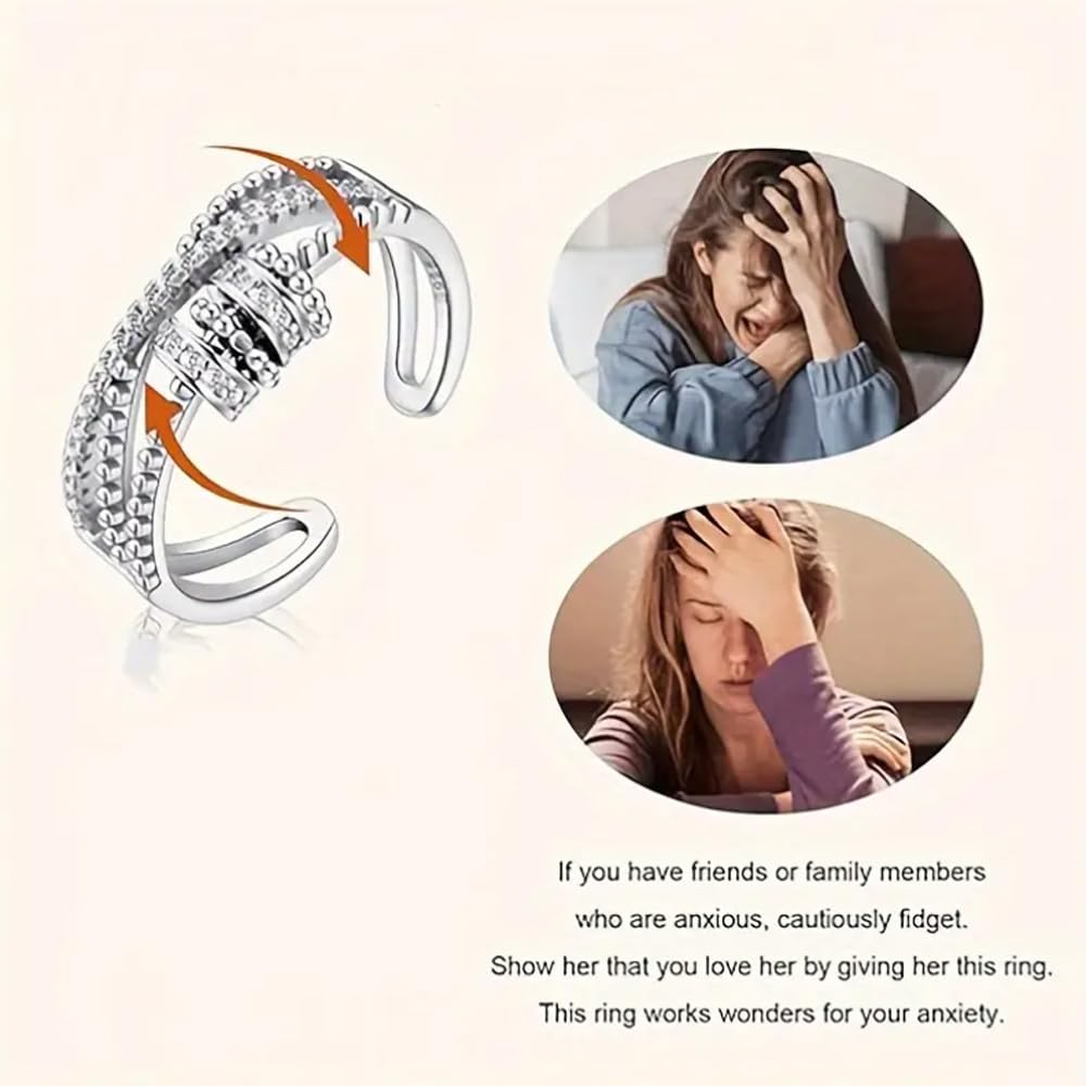 To My Daughter Ring Fidget Ring For Women Gifts For Christmas Daughter Gift From Mom Anxiety Worry Ring Adjustable Open Ring Multi-Layered Spinner Rings For Relief Stocking Stuffers