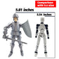 enttgo Fine 3D Printed 8.95-inch Medieval Knight T13 Figure, Full Body Mechanical Movable Toy, Metallic Silver Craft Toy, Table