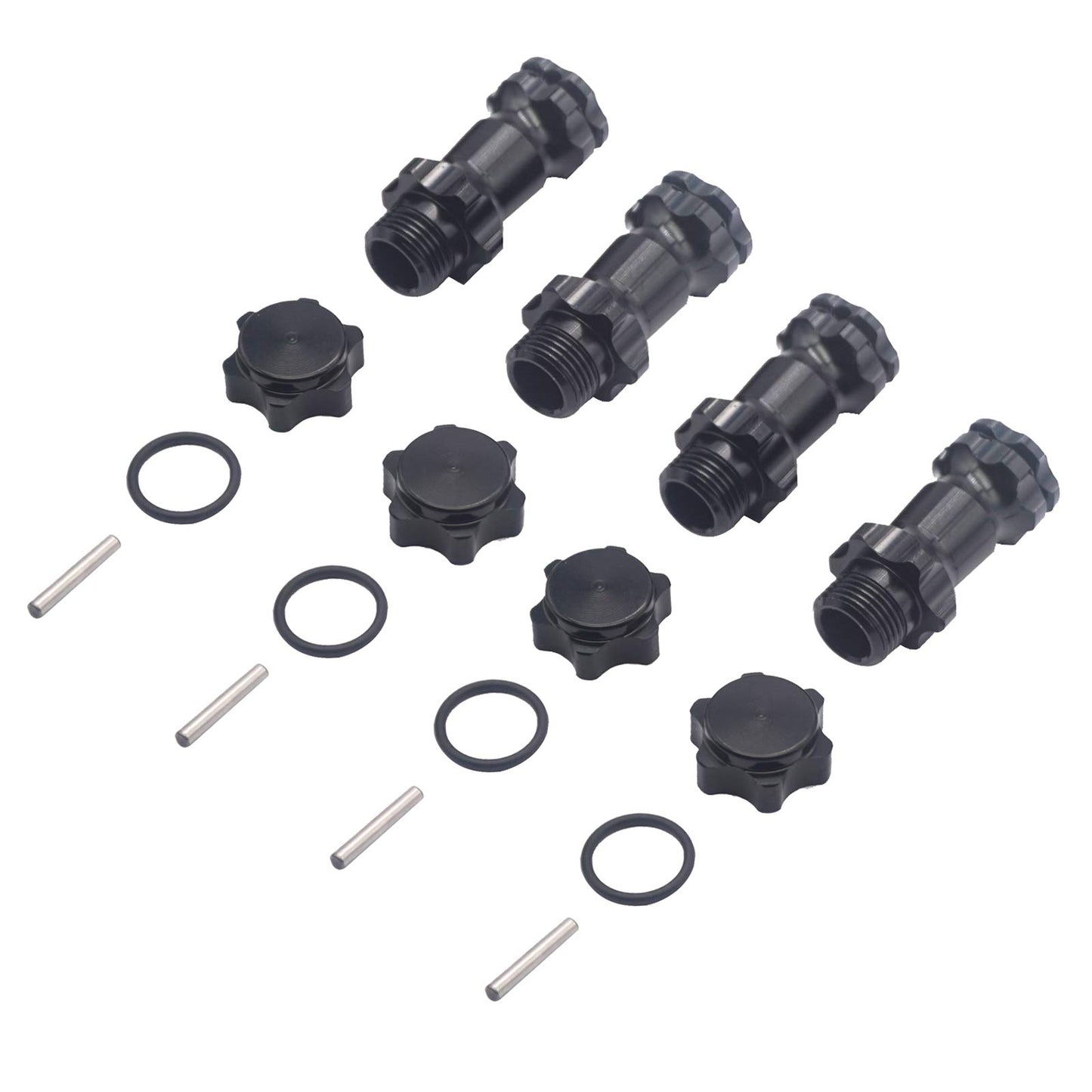 4Pack ShareGoo Aluminum 17mm Wheel Hex Hub 30mm Extension Adapter Drive Hub with 12mm Anti-Dust Cap Compatible with HPI HSP Axia