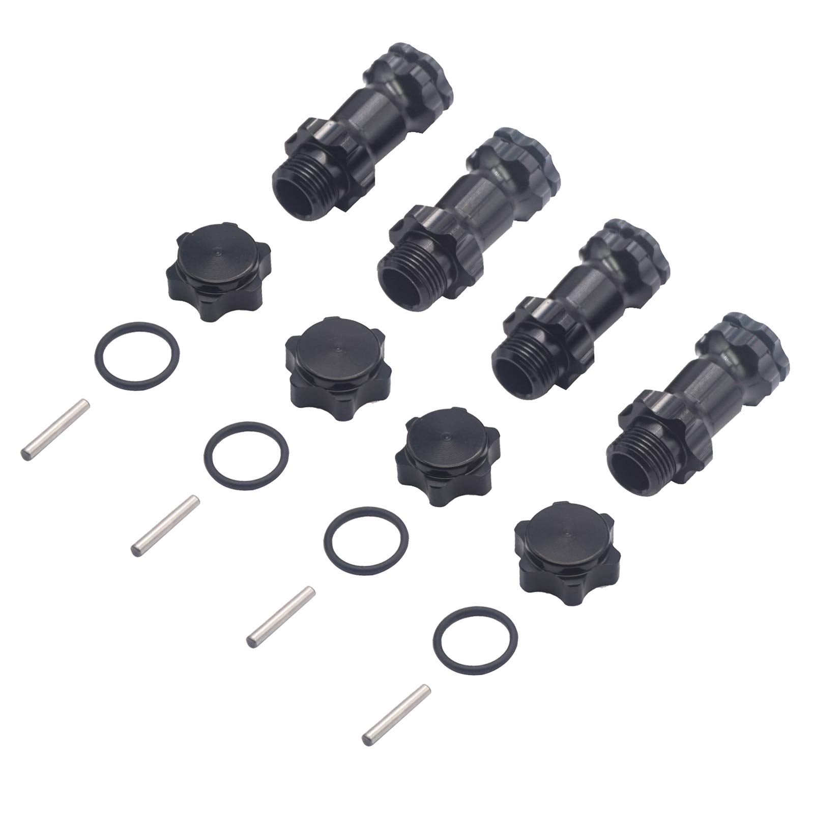4Pack ShareGoo Aluminum 17mm Wheel Hex Hub 30mm Extension Adapter Drive Hub with 12mm Anti-Dust Cap Compatible with HPI HSP Axia