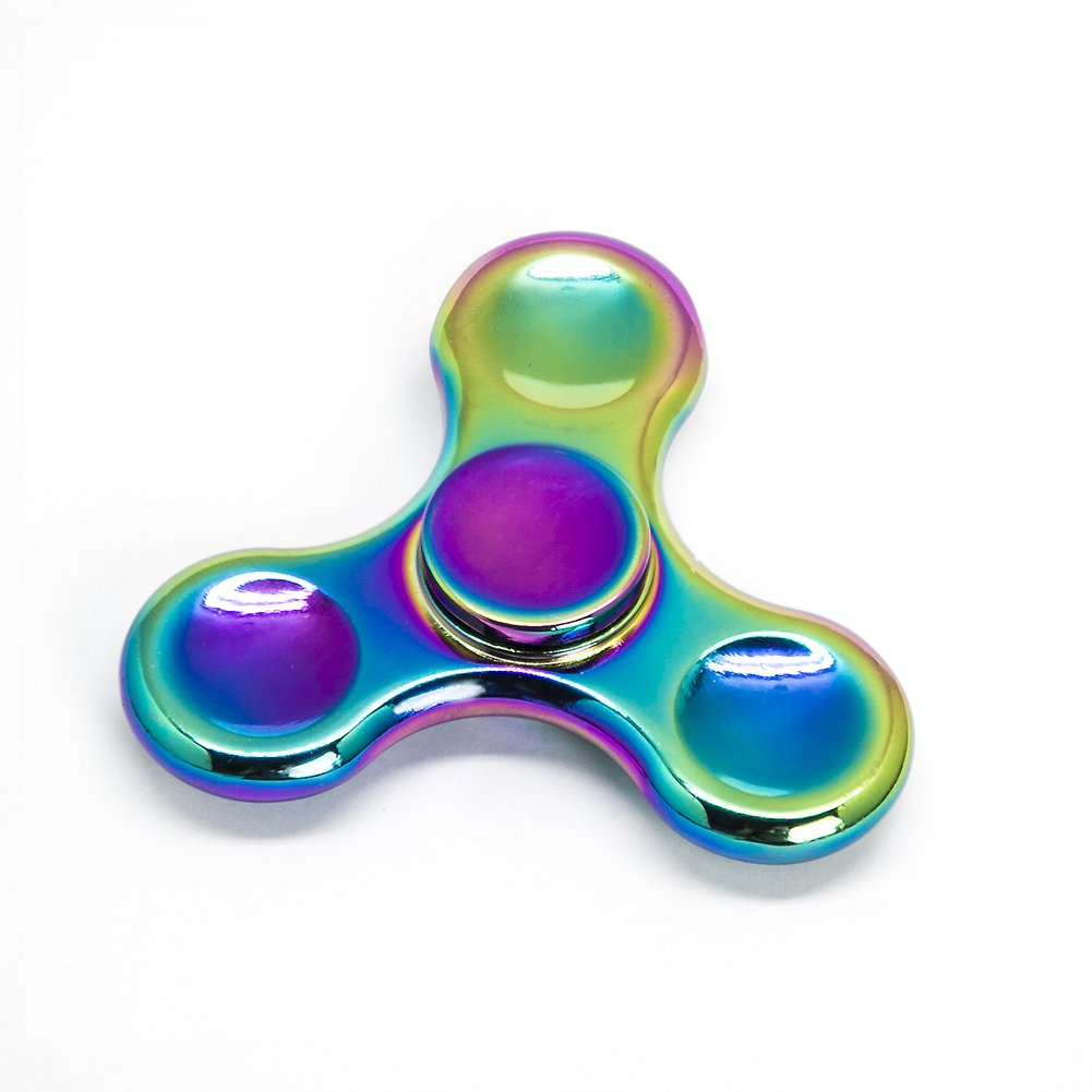 Rainbow Fidget Spinner - Metal Stainless Steel Figit Hand Toy for Kids and mature-themed (Round)