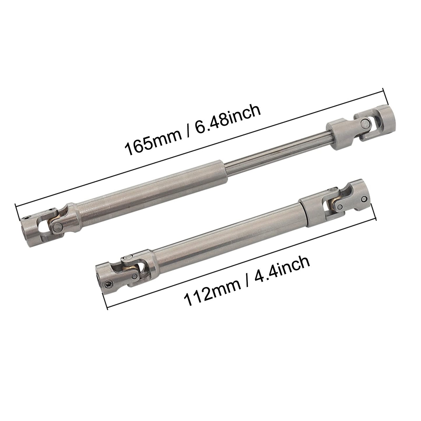 AMOGOT 2Pcs Stainless Steel Drive Shafts 112-165mm for 1/10 RC Crawler Trx4 SCX10 Wraith Axial SCX10II Capra D90 TF2 Redcat Gen7
