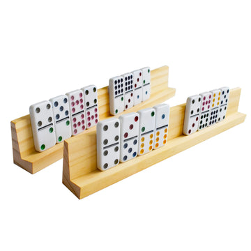 Yuanhe Wooden Domino Holders Trays Set of 8 - Domino Tile Racks for Mexican Train Games, Durable and Convenient Storage Solution