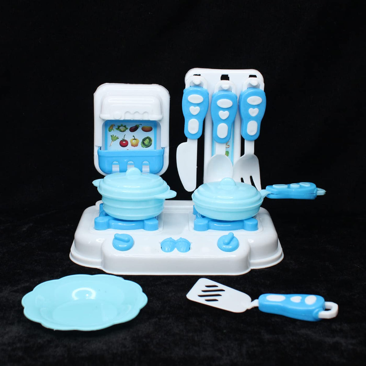 Kabello Pretend Play Cooking Set for Kids Girls Boys Toddler Baby Gift Set (Blue)