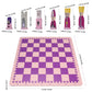 TOYANDONA Wooden Chess Set  11.8 inch Cartoon Travel Chess Set Pink Chess Board Game Set with Cute Chess Pieces for Kids and mature-themeds