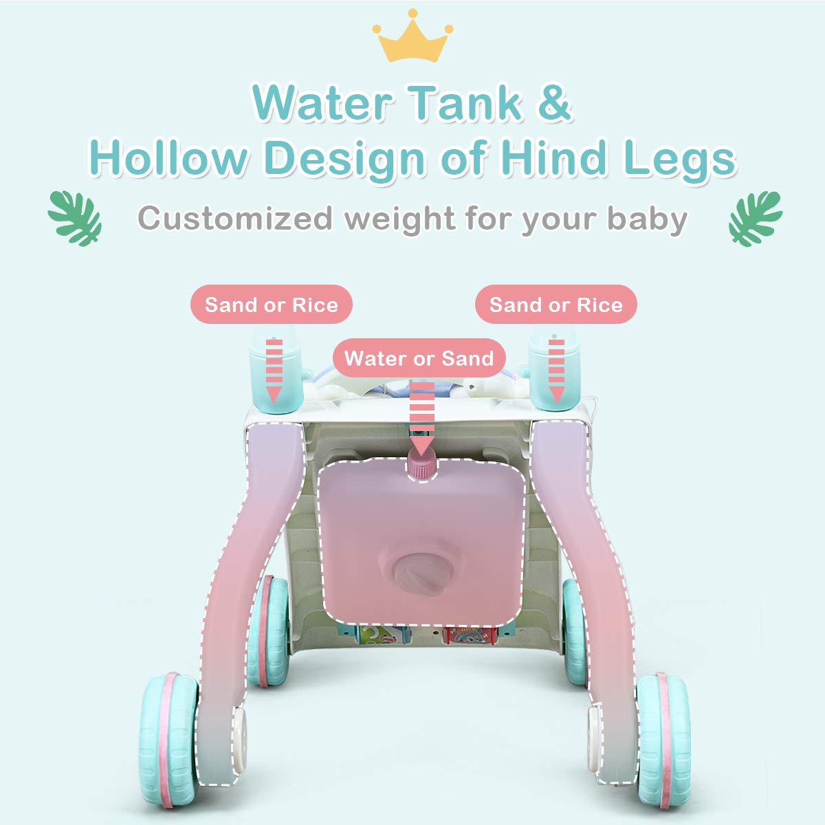 BABY JOY Sit-to-Stand Learning Walker, Kids Activity Center, Entertainment Table w/Lights & Sounds, Music, Detachable Panel, Edu