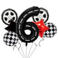 Race Car Birthday Balloons Decorations, 40 Inch Racetrack Black Number 6 Balloon, Large Mylar Black 6 Balloon For 6St Birthday R