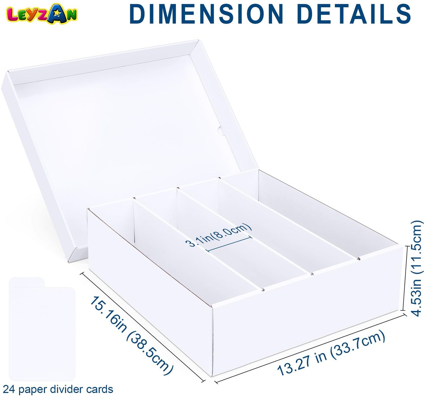 Leyzan Trading Card Storage Box, 3200 Count Cardboard Storage Box With Divider For Sports, Tcg, Mtg Card(1 Pack)