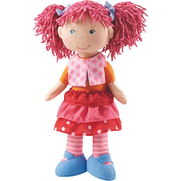 Haba Lilli-Lou 12' Soft Doll With Pink Hair In Pigtails, Blue Eyes & Embroidered Face, Machine Washable Baby Doll For Ages 18 Months+