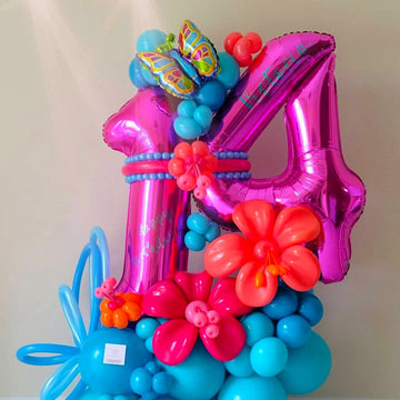 4 Balloon Number Hot Pink 4 Birthday Balloon 40 Inch Foil Mylar Large 4 Balloon Numbers For Birthday Party Anniversary Festival