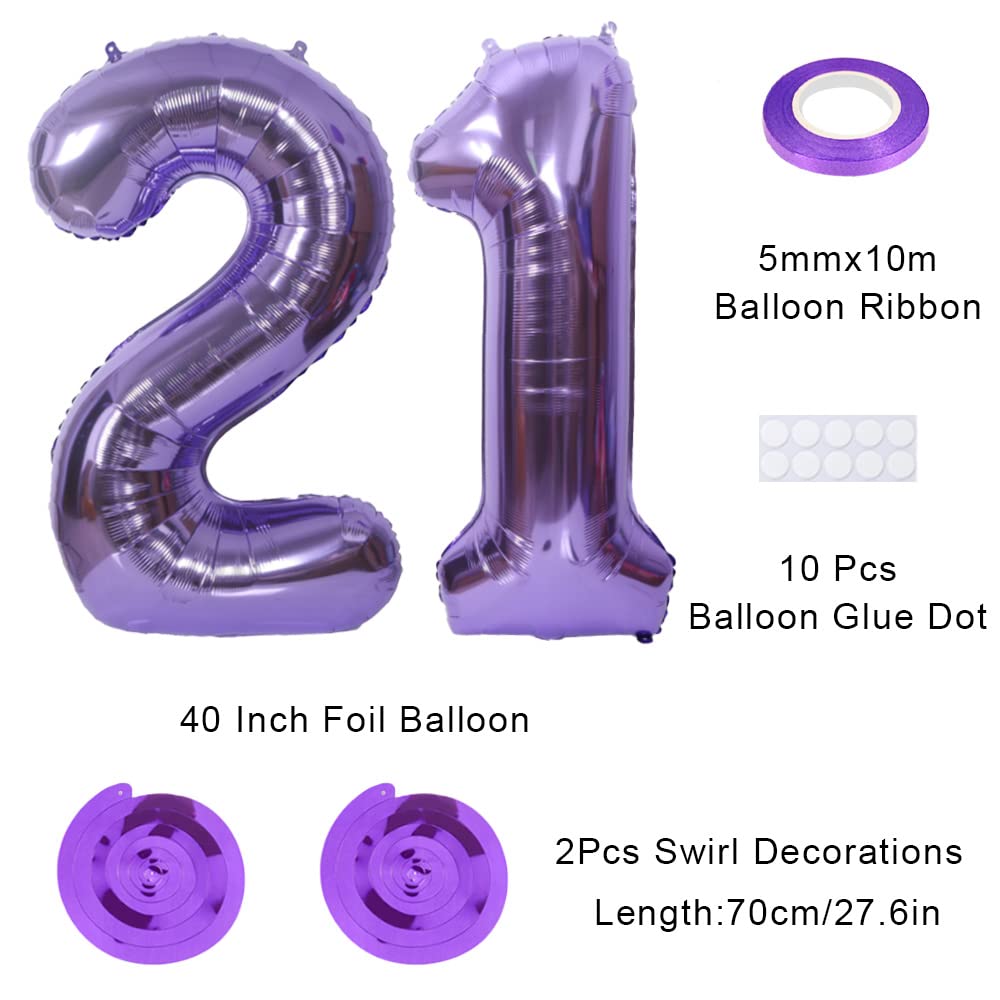Maigendoo Jumbo 21 Number Balloon 40 Inch Large Digit Balloons Huge Helium Balloon Foil Mylar Balloon With Swirl Decorations For
