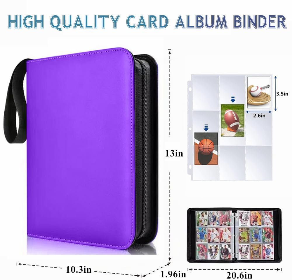 9 Pocket Trading Card Binder, 900 Pockets Basketball Binder For Mtg, Top Loading Pockets Collector Album, Pu Leather Folder For