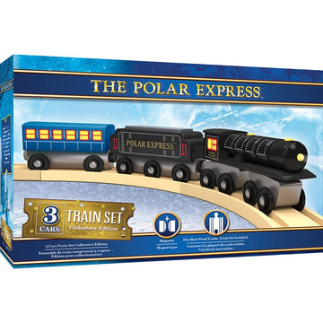 Masterpieces - The Polar Express Train, 3 Piece Set, Officially Licensed Collectors Edition Toy, Wooden Magnetic Engine And Cars