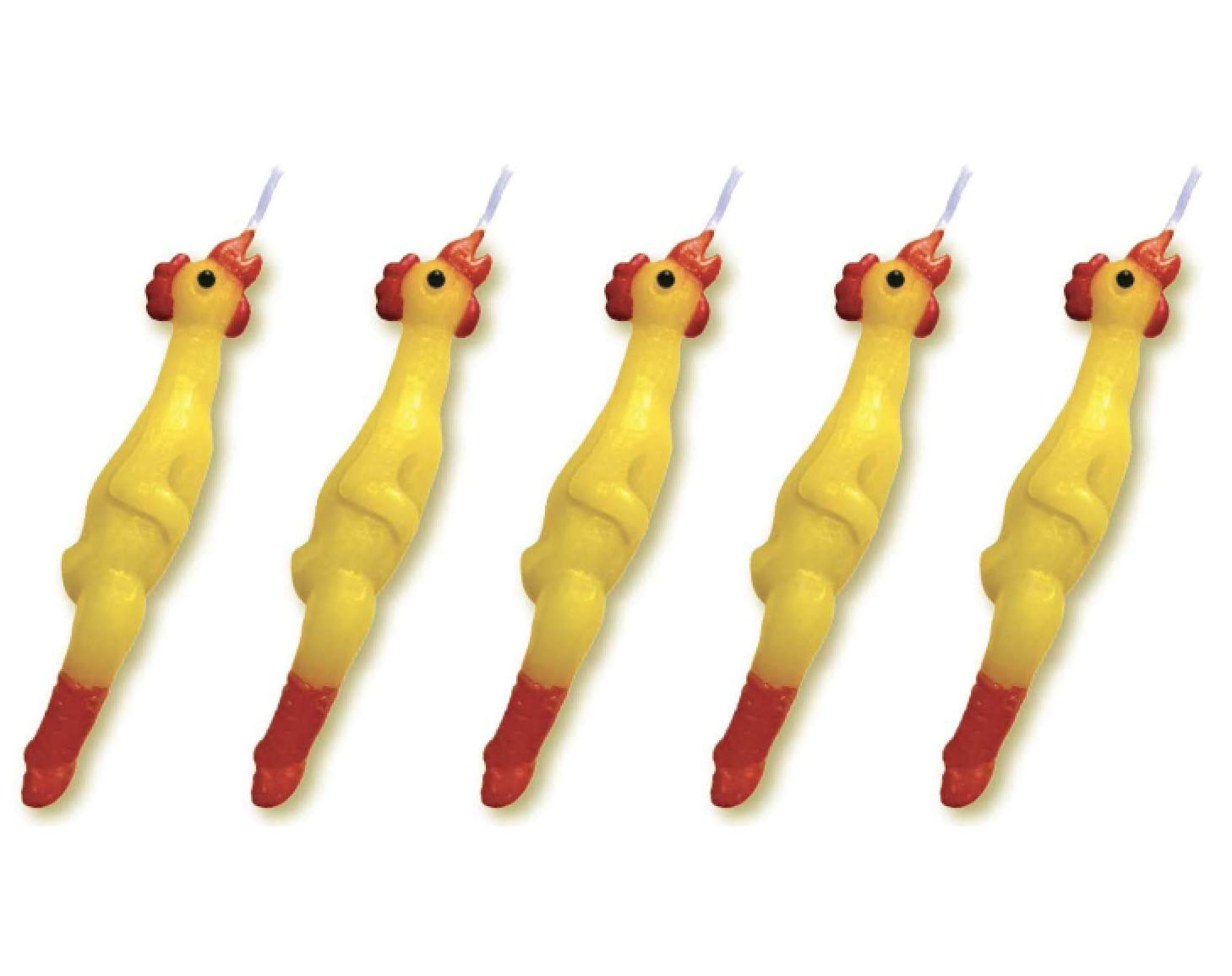 Birthday Candle Set Rubber Chicken (Set of 5) - 3 Tall - by NuOp Design