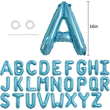 Toniful 52 Pieces 16 Inch Light Blue Letter A-Z Balloons,Custom Phrase Mylar Foil Alphabet Letter Diy Personalized Phrase Banner