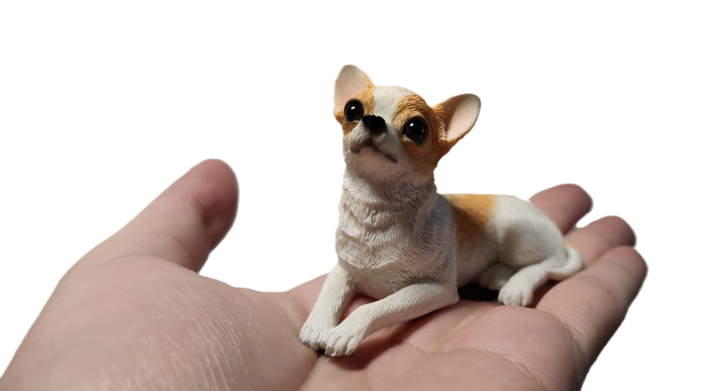 Talklek 1Pcs 2 Inches Mini Resin Chihuahua Figurine Gifts, Mini Dog Memorial Gifts, Dog Figurines, Car Decor, Collectible Chihua
