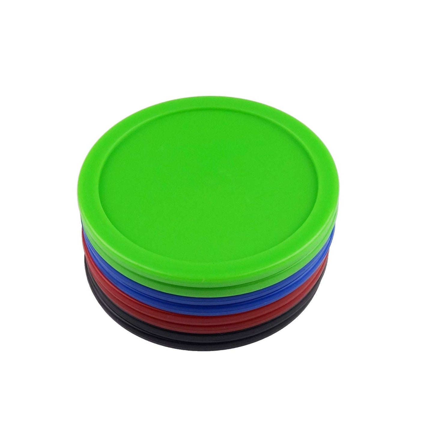 Kasteco 12 Pack 2.5 Inch Air Hockey Pucks For Small Size Table (Red Blue Green Black, 64X4 Mm)