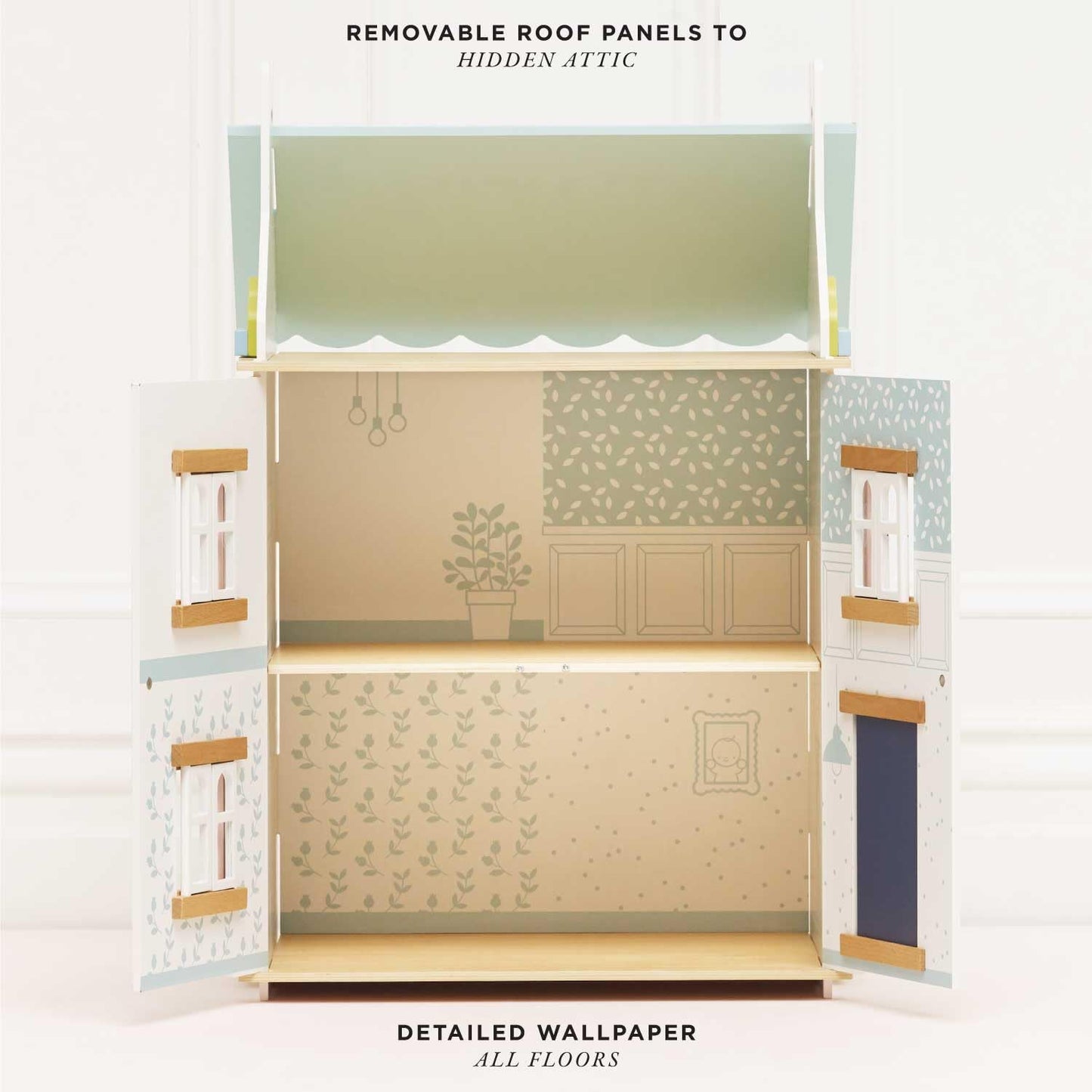 Le Toy Van - Blue Belle Wooden Doll House | Girls & Boys 3 Storey Wooden Dolls House Play Set - Suitable For Ages 3+