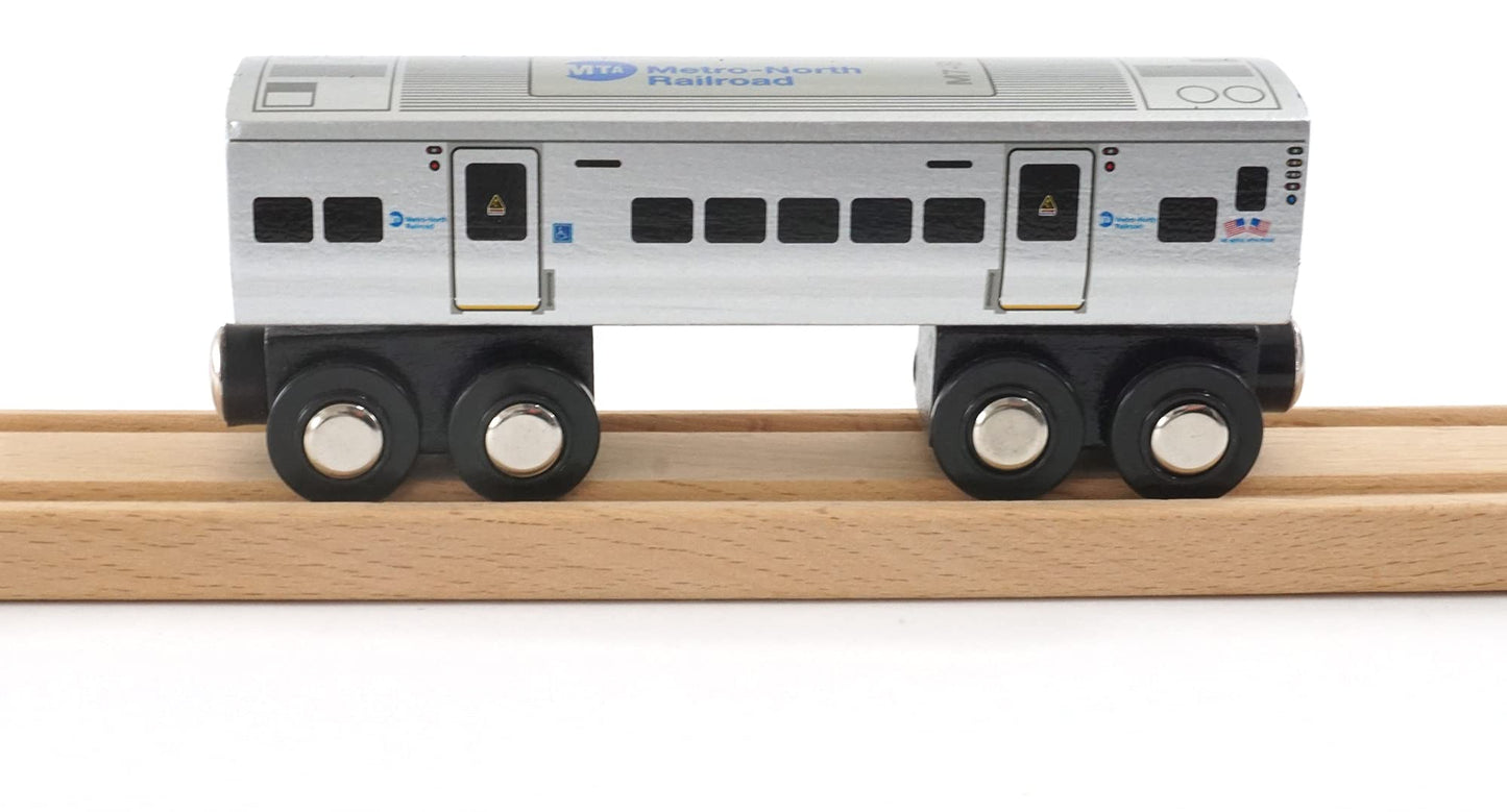 Muni Pals Munipals Metro North Railroad Wooden Railway M7 2-Car Set-Child Safe And Tested Wood Toy Train