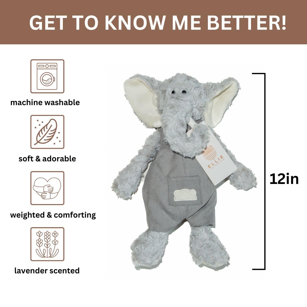 Family Framework Ellie Warming Plush - Microwavable Lavender Aromatherapy Stuffed Animal - Heatable & Coolable