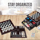 Board Game Set - Deluxe 15 In 1 Tabletop Wood-Accented Game Center With Storage Drawer (Checkers, Chess, Chinese Checkers, Parcheesi, Tictactoe, Solitaire, Snakes And Ladders, Mancala, Backgammon, Poker Dice, Playing Cards, Go Fish, Old Maid, And Dominos)