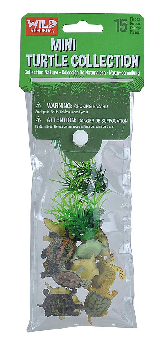 Wild Republic Mini Turtle Polybag, Kids Gifts, Educational Toys, Reusable Bag, 15Piece