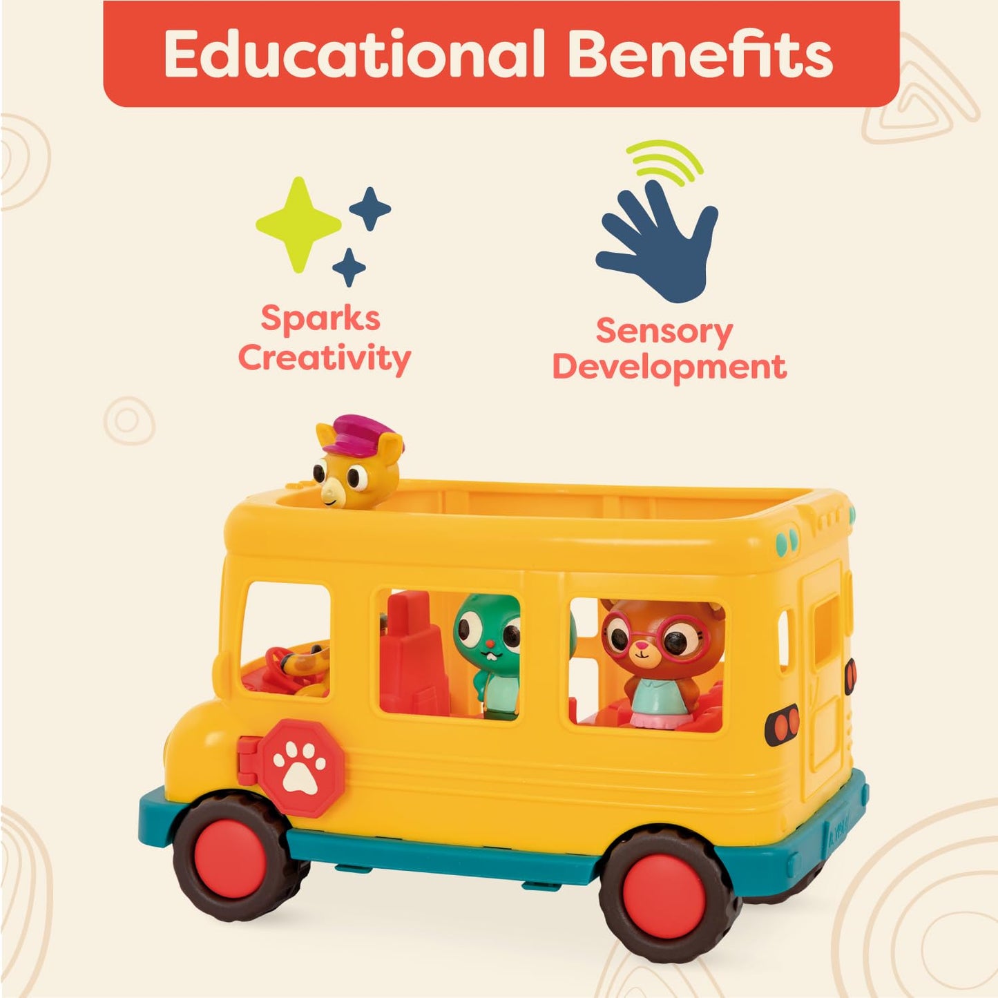 B. toys- Bonnies School Bus-Musical School Bus - Toy School Bus & Characters - Lights & Sounds - Toy Vehicle for Toddlers, Kids