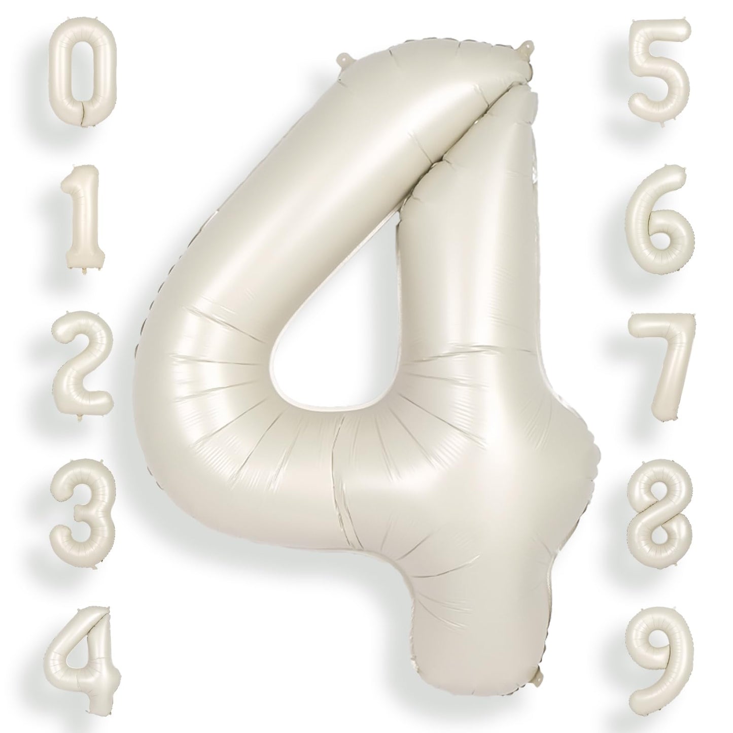 Suwen Cream White 40 Inch Number Balloon 4, Safe Material, Jumbo Birthday Party Decorations For Boy Or Girl Anniversary Supplies