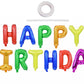 TONIFUL 7 Color Rainbow Happy Birthday Balloons Banner, 16 Inches Colorful Mylar Foil Letter Sign Balloons Banner Bunting for Gi