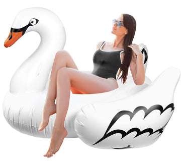 Greenco Giant Inflatable Swan Pool Float Lounger, Giant Swan Pool Float, Pool Floatie Swan For Pool Parties, Pool Water Toys, In