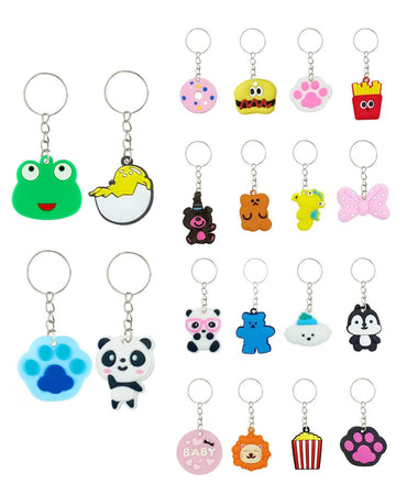 Gadmexily 100Pcs Cartoon Keychain For Kids Party Favors, Mini Cute Keyring For Classroom Prizes, Birthday Christmas Party Favors Gift, Goodie Bag Stuffers Supplies, 20 Colors