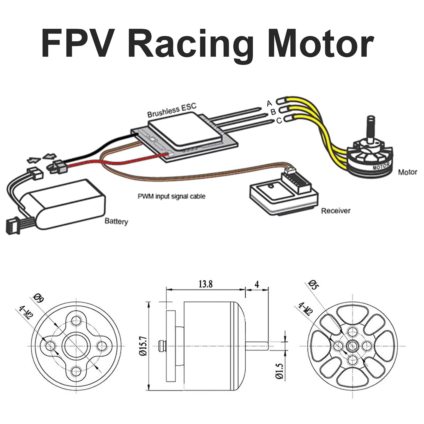 VGEBY Brushless Motor,BE1806 2300KV Brushless Motor Replacement with Adapter Fit for RC Quadcopter/Multicopters RC car Motor Mod