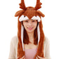 Joyhy Kids Adults Plush Hat Ear Moving Ear Flap Hat With Paw Brown Reindeer