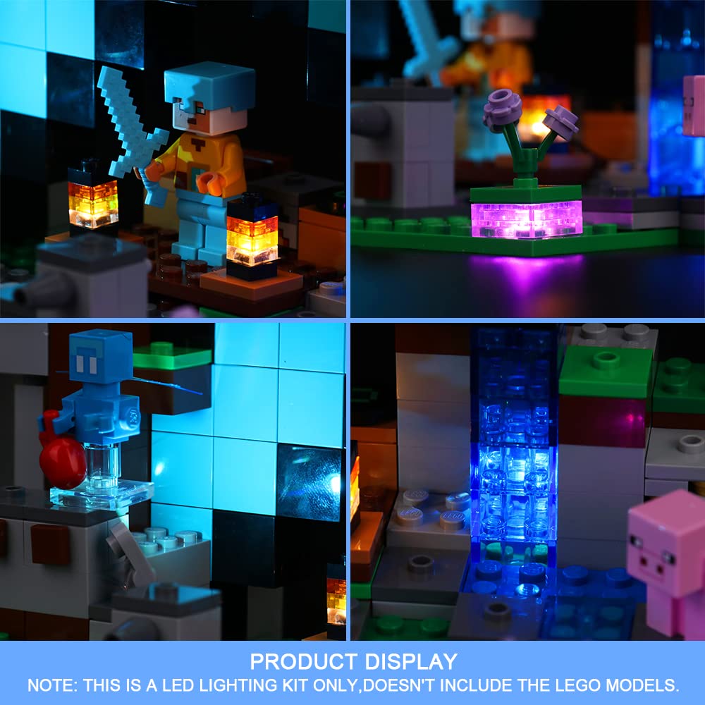 VONADO Light Kit for Lego Minecraft 21244, Multicolor DIY Decor, 4"x6"x1.6", Plastic