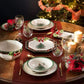 Spode Christmas Tree Tartan Octagonal Bowl - 9in Ceramic with 22 Carat Gold Accents, Red, Model 1698383