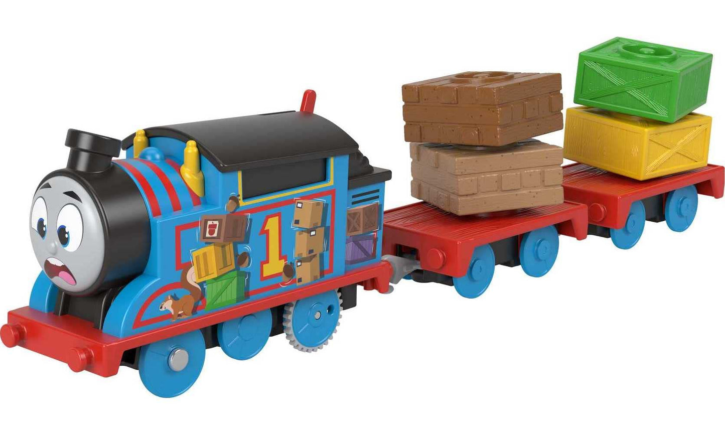 Thomas & Friends Toy Train, Wobble Cargo Thomas Motorized Engine With 2 Cargo Cars For Preschool Railway Play Ages 3+ Years