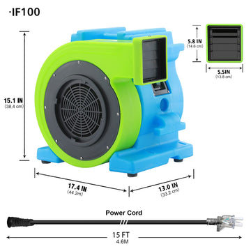 Mounto 1Hp Inflatable Bounce House Blower, Energy Efficient, Low Amp Draw Inflatable Blower Fan For Inflatable Bounce House, Wat