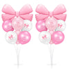 Kasyat 2 Sets Pink Bow Birthday Party Decorations Bow Balloon Centerpieces for Tables Coquette Birthday Pink and White Balloon S