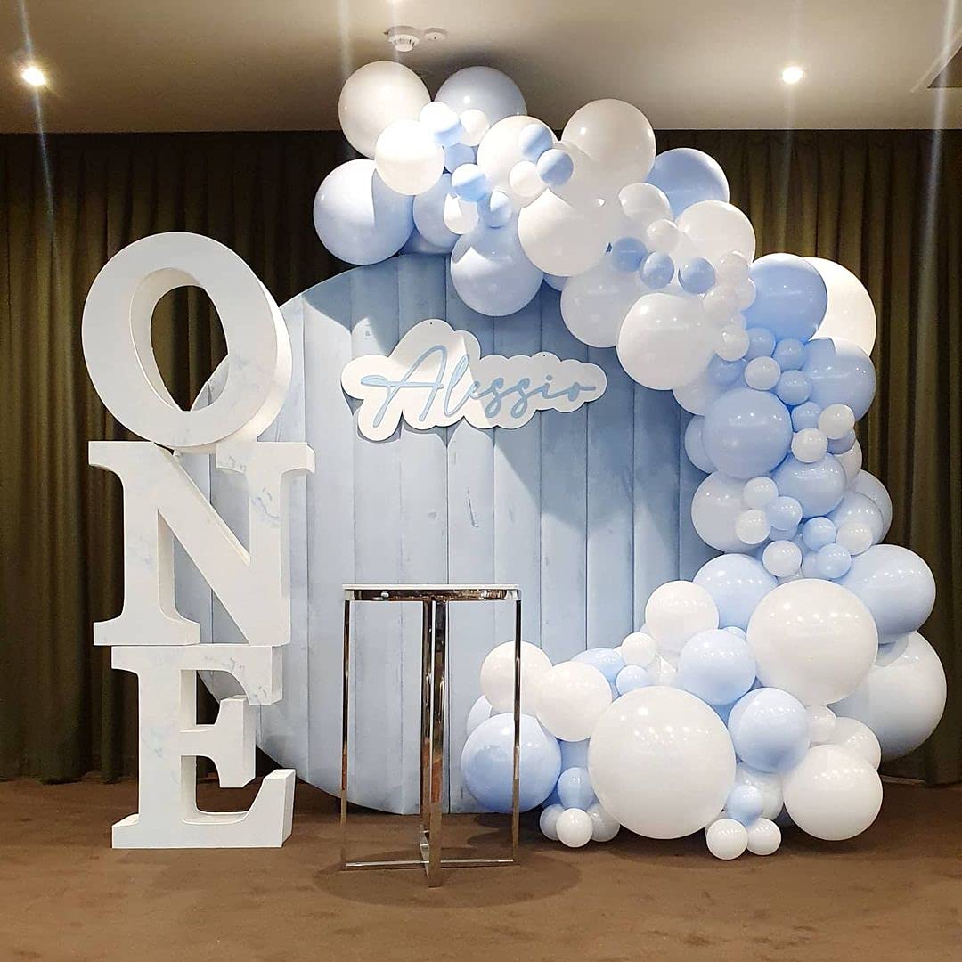 140Pcs Pastel Blue Balloons Baby Blue Balloon Garland Arch Kit 5/10/12/18 Inch Latex Light Blue Balloons Different Sizes As Gend