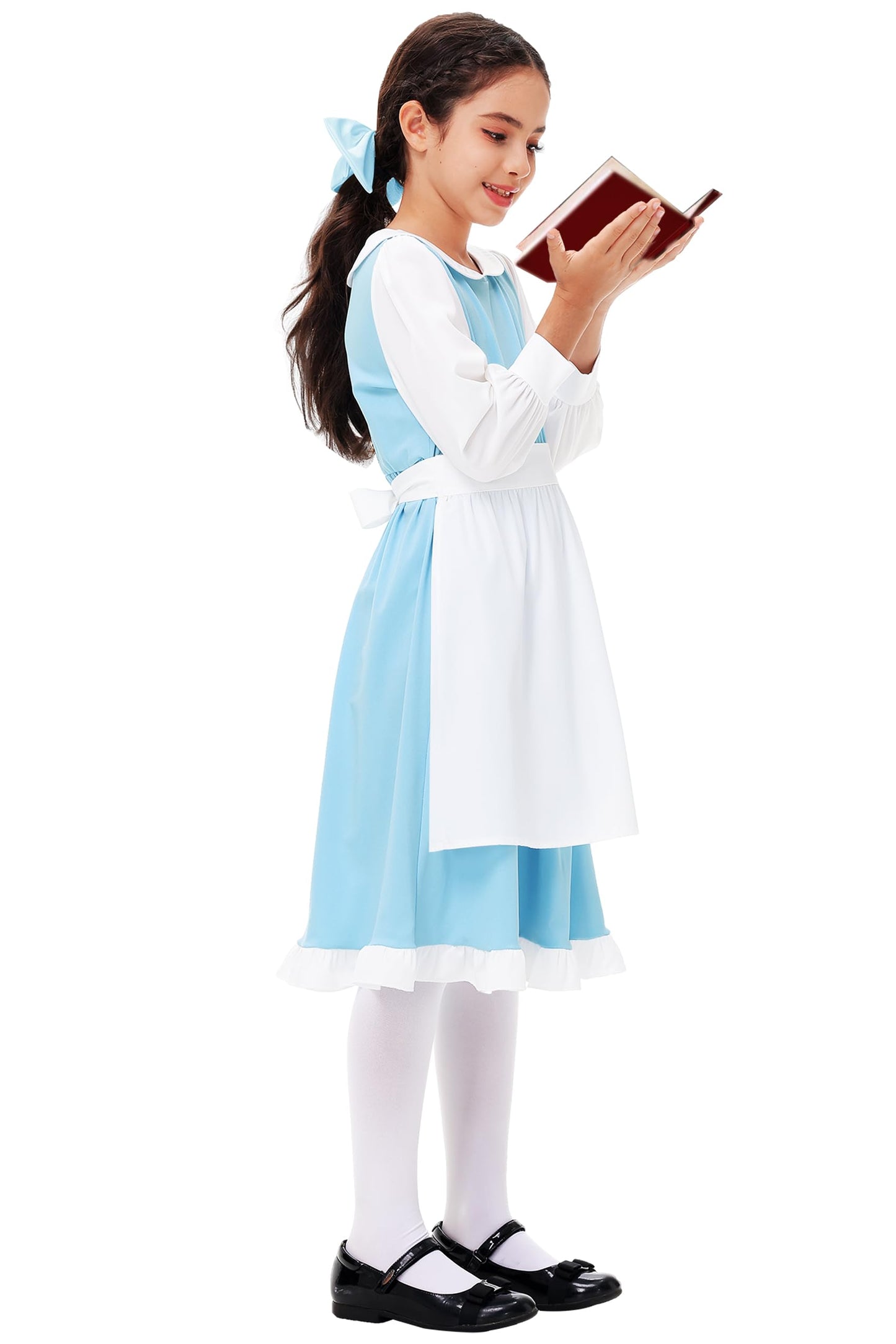 Girl'S Belle Halloween Dress Blue Princess Outfits Beauty Masquerade Party Maid Dresses 9-0 Years