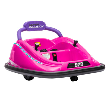 Aosom 12V Toddler Bumper Car With Remote Control, 360 Rotation Kids Electric Ride-On Toy, Twins Motor, Colorful Led Lights, 3 So