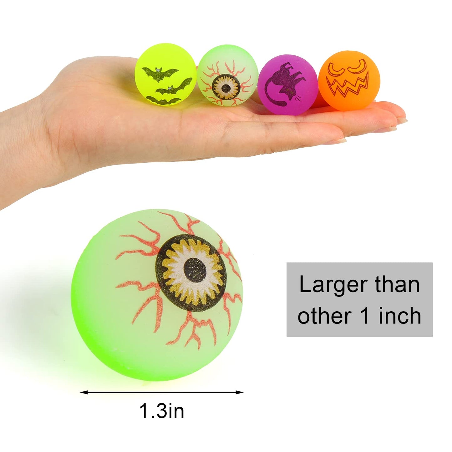 FINGOOO 24Pcs Halloween Bouncy Balls,Glow in The Dark Bouncing Balls for Kids Halloween Party Favors Non-Candy Halloween Treats