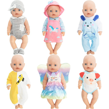 Sotogo 6 Sets Doll Clothes Outfits For 14 To 17 Inch New Born Baby Doll, 15 Inch Baby Doll And American 18 Inch Doll Clothes And