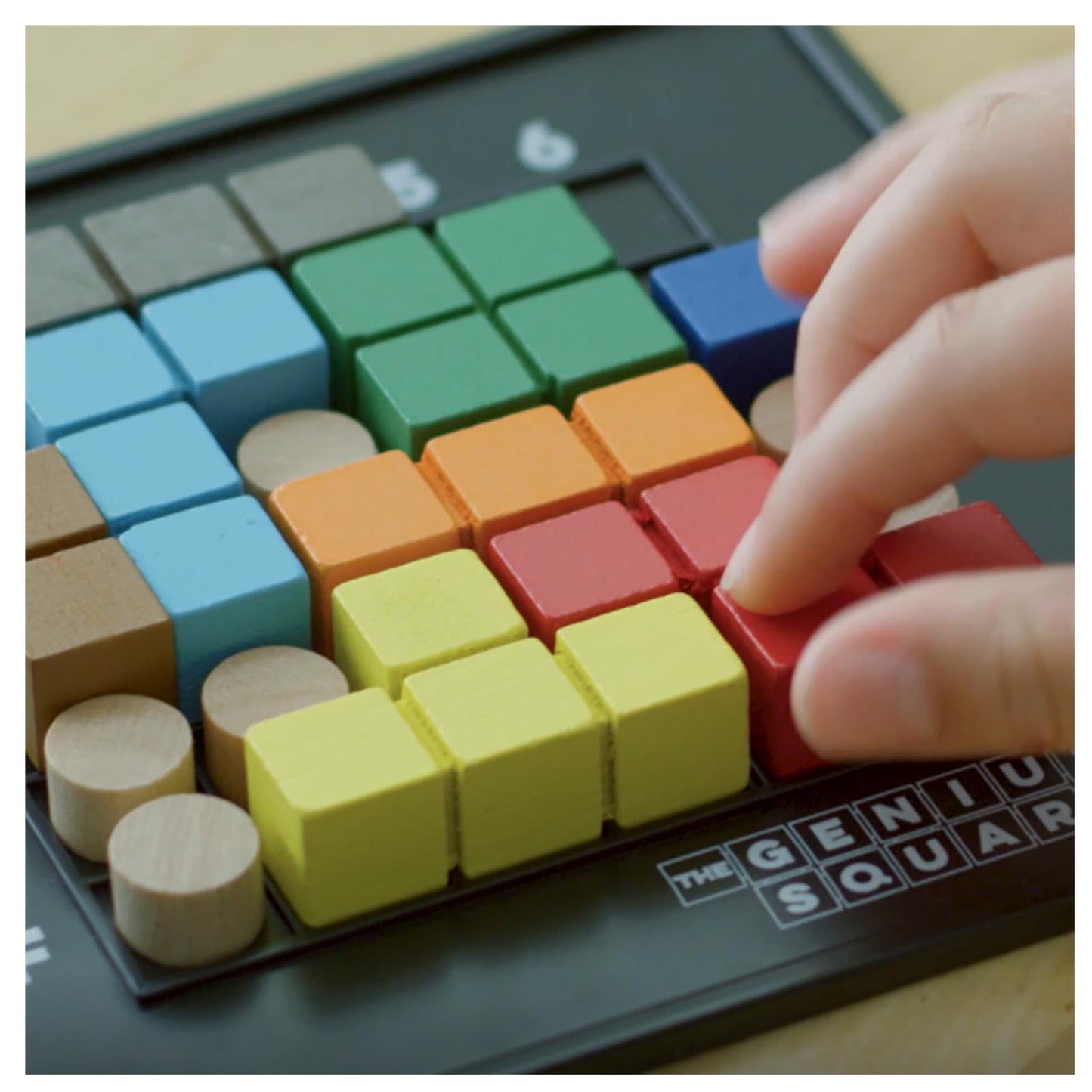 The Happy Puzzle Company Genius Square STEM Puzzle Game - Multicolored, Wooden, 60000+ Solutions, Game of the Year Award Winner