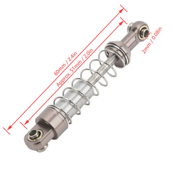 51mm Aluminum Alloy RC Shocks, 2 Pairs Aluminum Alloy RC Car Shock Absorber Dampers with Mounting Screws Bolts for WPL C14 C24 M