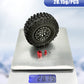 HOPLEX Beadlock Wheels and Tires 4Pcs Metal Micro Crawler Tires with Red 7mm RC Wheel Hex Hub Spacer for Axial SCX24 90081 1/24