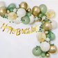 Sage Green Gold White Party Balloons, 50Pcs Sage Green And Gold Confetti Party Balloons For Birthday Baby Shower Engagement Wedd